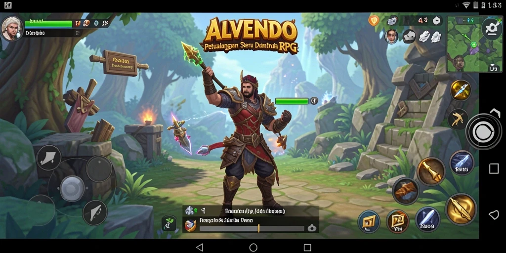 Tampilan gameplay RPG yang mendebarkan dalam ALVENDO.