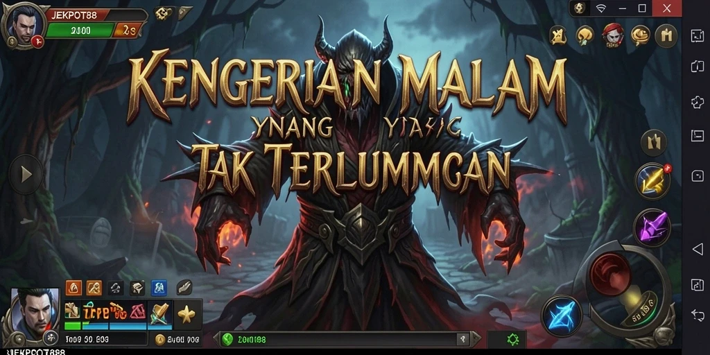 Tampilan gameplay menegangkan dari JEKPOT88 yang menampilkan suasana horror.