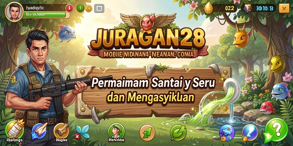 Tangkapan layar menunjukkan gameplay JURAGAN28 yang ceria dan menarik.