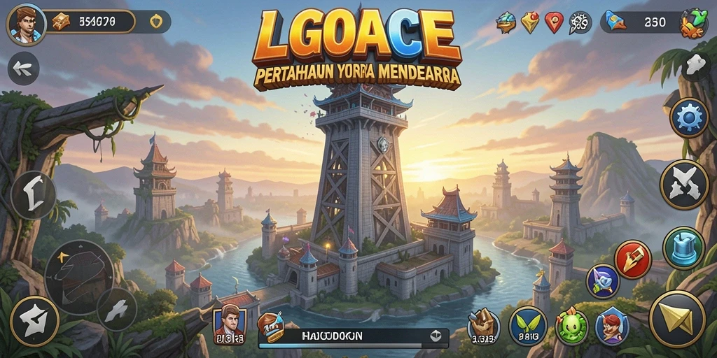 Gameplay LGOACE yang mendebarkan dengan menara yang strategis.