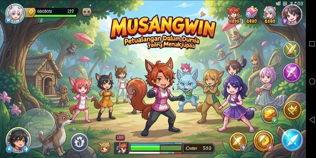 Tampilan menarik dari gameplay MUSANGWIN dengan karakter Anime yang ikonik.