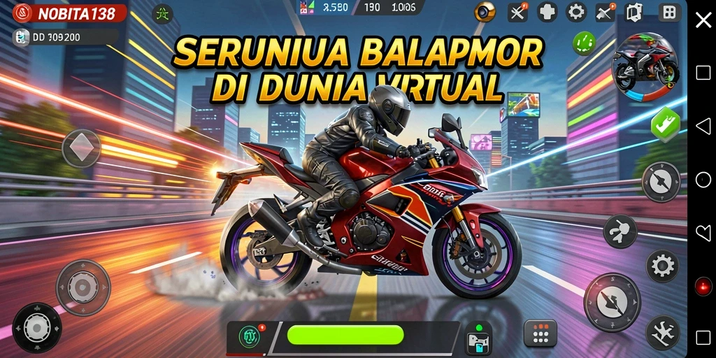 Tampilan gameplay seru dalam balapan motor.