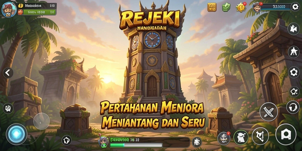 Tampilan gameplay seru dalam REJEKI yang memikat para pemain Tower Defense.
