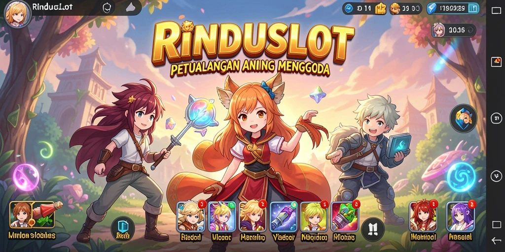 Screenshot gameplay RINDUSLOT dengan karakter Anime yang menarik.
