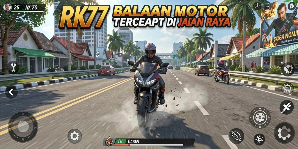 Tampilan menarik dari gameplay balapan motor RK77.